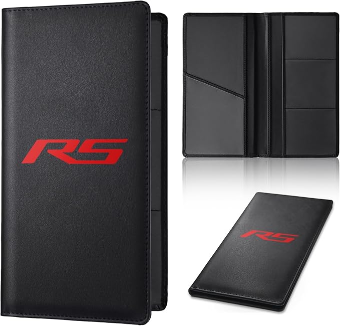 Annloysky Leather Car Registration and Insurance Cards Holder Compatible with Chevy Camaro RS Cars, Vehicle Glove Box Car Organizer with Magnetic Shut, Documents License for Camaro RS Owners