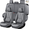 truckerset Car Seat Covers Full Set,Leather Waterproof Car Seat Cover,Airbag Compatible,Breathable Design,Suitable for Car,Truck,SUV 5 Pack (Grey)