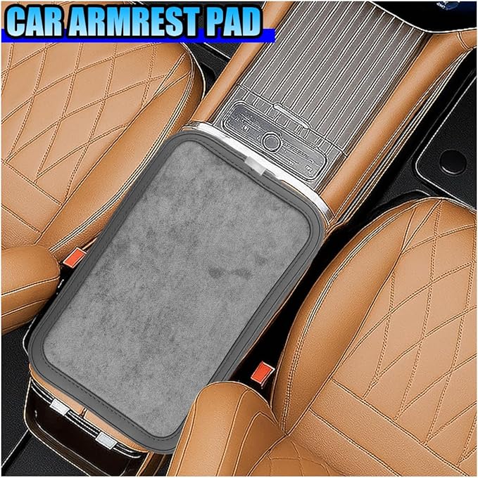 YoRise Car Center Console Cover, Leather Car Armrest Cover with 2 Storage Bags, Comfortable Non-Slip Arm Rest Seat Box Pad, Console Armrest Box Protector Cushion for Most Cars (Gray)