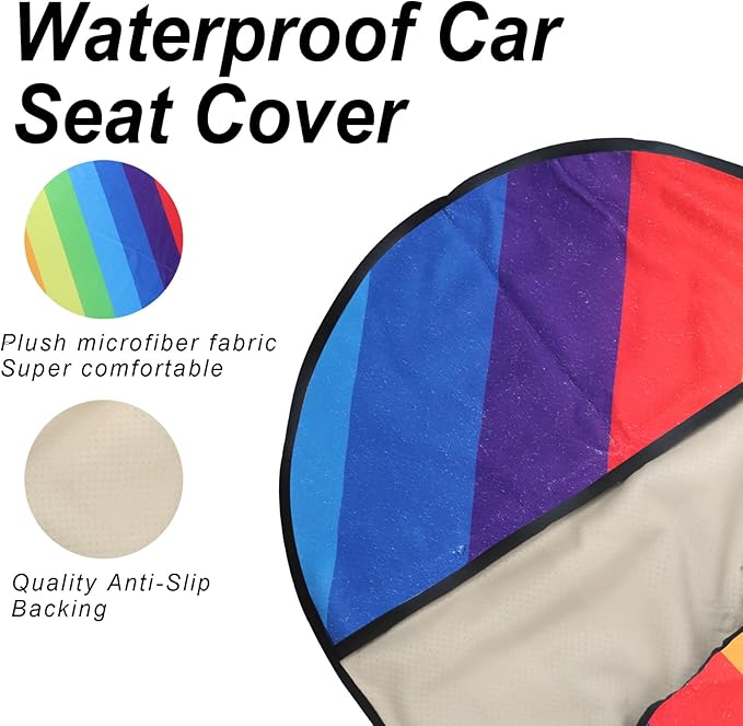 nbnhxnff Sweat Towel Car Seat Cover Protector Front Seats for Gym Workout, Running, Swimming, Beach and Hiking, Waterproof Universal Seat Cover for Car, Trucks, Van & SUV (Rainbow, 1pcs Front Seat)