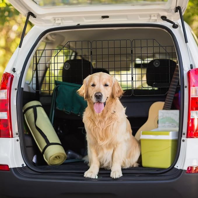 HAITRAL Universal-Fit Barrier,Adjustable Dog Barrier for SUVs,Cars,Trucks,Heavy-Duty Wire Mesh Guard Pet Divider,Back Seat Dog Separator Gate for Cargo Area,Safety Car Travel Accessories