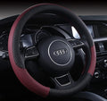 Automotive Leather Steering Wheel Cover Anti Slip Wrap 15",Wine Red