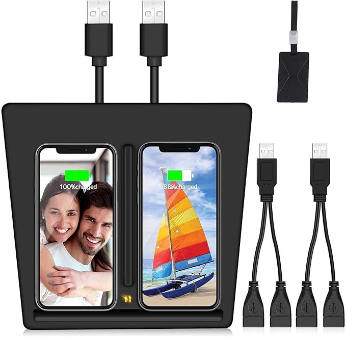 VXDAS Wireless Charger, Dual 10W QI Wireless Phone Charging Pad M3 Car Center Console for Tesla Model 3 Accessories Panel with 7pcs Custom Cup Mat Center Console Liner mat-Upgrade