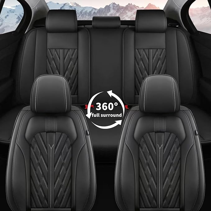 TTX LIGHTING Seat Covers Fit for Volvo S60 2001-2019 Car Seat Covers Full Set 5 Seats Waterproof Leather Automotive Breathable Seat Cushion Protector Black