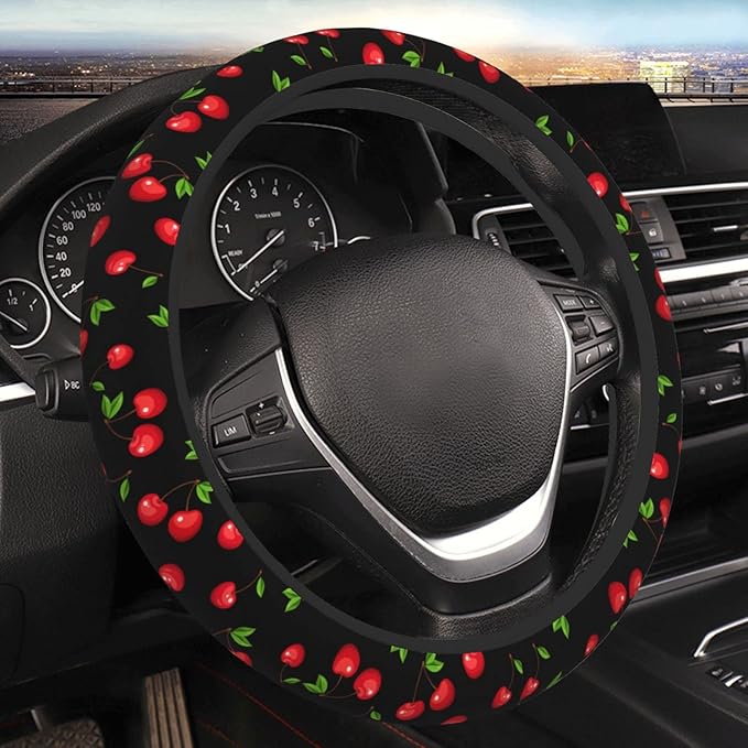 Cherry Steering Wheel Cover Neoprene Universal 15 Inches Car Steering Wheel Protector for Women Men