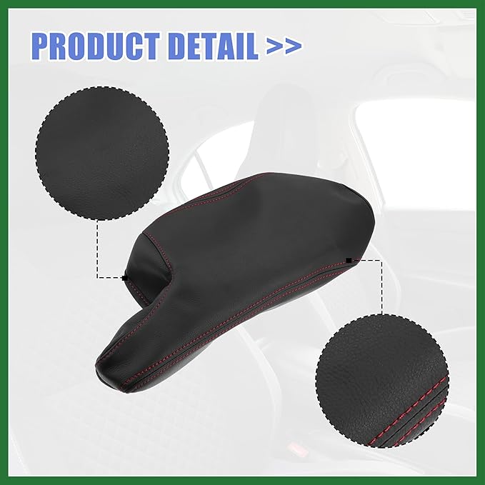 Motoforti Car Center Console Armrest Cover for Mazda 3 2014-2016 Faux Leather Interior Arm Rest Cover Elbow Cushion Pad Black Red Stitches Long-Lasting