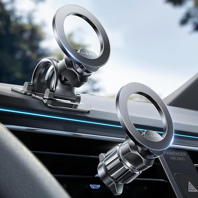 LISEN for MagSafe Car Mount [2026 Strong Magnets] Magnetic Phone Holder for Your Car [Vent&Dash] Magnet Cell Phone Holder Mount Cradle Car Accessories for Men Women fit iPhone 17 16 15 14 13 12 Kits