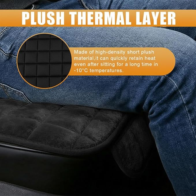 YoRise Car Seat Cushion, Soft Plush Auto Seat Pad with Storage Pocket, Car Driver Seats Protector Cover with Non-Slip Rubber Bottom, Winter Vehicle Accessory for SUV, Truck, Home, Office (Black)