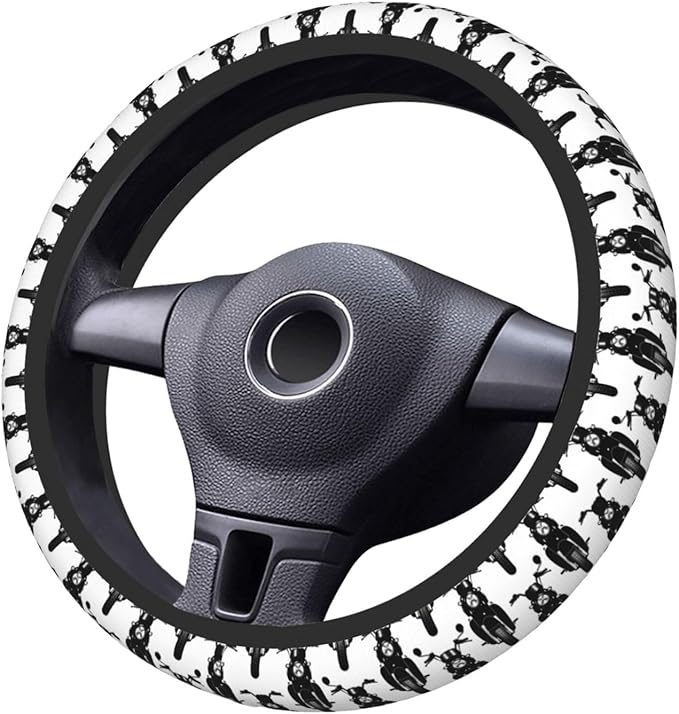 Antique Motorcycle Pattern Universal Fit Steering Wheel Cover for Car, Truck, and SUV, Durable Steering Wheel Protection