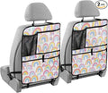 2 Pack Back Seat Car Organizer with Storage Pockets Kick Mats Back Seat Protector Hanging Car Organizer Automotive Seat Back Cover Organizers Gradient Cute Rainbows
