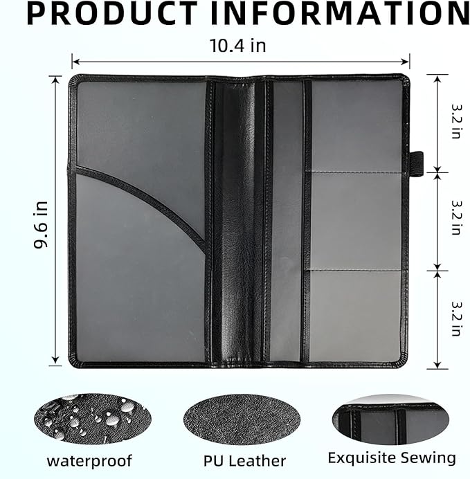 Tudguiloae Car Registration and Insurance Card Holder, Trunk Document Holder Organizer, Essential Vehicle Glove Box Organizer PU Leather Wallet for Driver,Crow Book