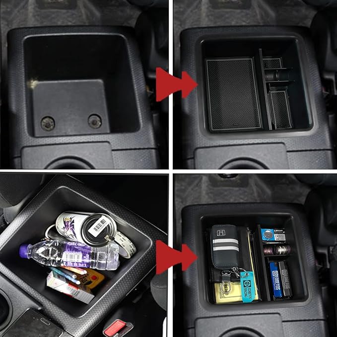 EDBETOS Center Console Organizer Tray Compatible with Toyota FJ Cruiser Accessories 2007-2021 2018 2019 2020 Interior Secondary Armrest Storage Box Insert Tray,Black