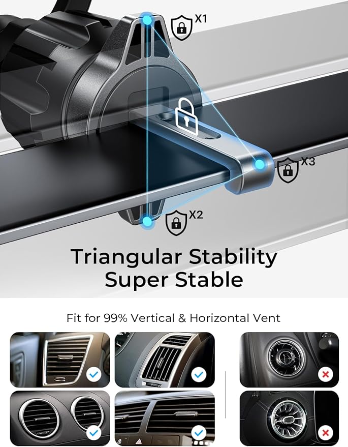 LISEN [Pro-Purple Magnetic Car Phone Holder [Upgrade 3M ] Car Magnet Phone Mount [ Ultra Strong Magnets] for Mag Safe Car Mount [Vent&Dash] Car Accessories for Men Women fit iPhone 17-12 Kits