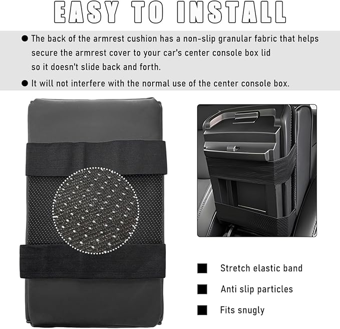 Car Center Console Armrest Pillow, Waterproof Car Armrest Cover Cushion with Cup and Phone Holder, Memory Foam Arm Rest Box Protector for Most Vehicles, Car Accessories (Black)