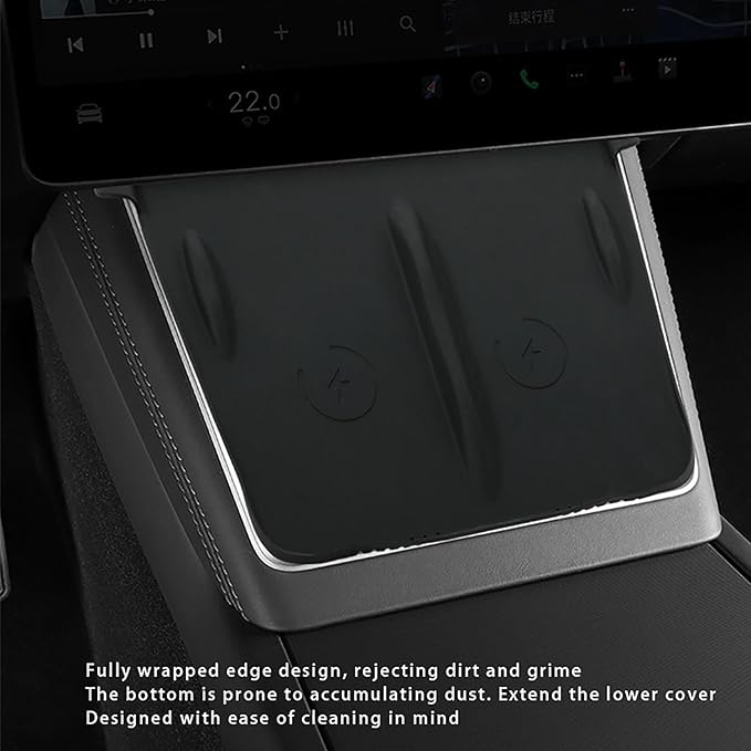 Model Y Center Consoles Wireless Charging Pad, Non-Slip Silicone Mat for Tesla Model 3/ Y Juniper 2025 2024 Phone Charger Protective Pad Car Interior Accessories(Black,for Model 3/Y 2025)