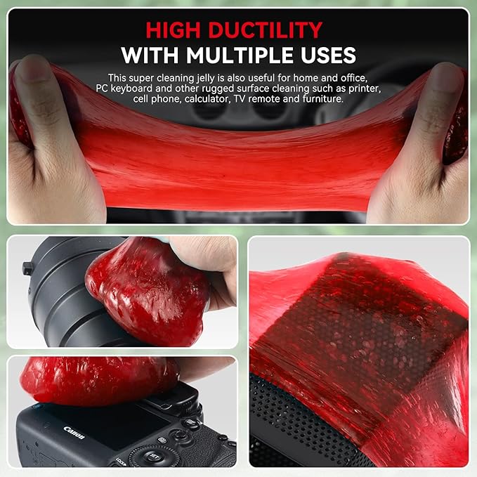 Auto Dynasty 2024 Universal Home/Office Keyboard/Interior Car Air Vent Auto Detailing Slime Cleaner Dust Cleaning Gel Putty Jelly, Red