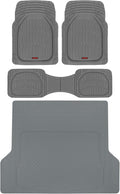 Motor Trend FlexTough™ Deep Dish Contours Rubber Car Floor Mats with Trunk Mat Cargo Liner, Front & Rear Combo Set fits Most Car SUV Van Coupe Sedan, Heavy Duty All Weather Trim to Fit