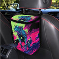 1.2 Gallons Car Can Trash Bag, Werewolf Trash Bags for Cars, Adjustable Hanging for Tail of Console/Back of Seats, with Zipper Leak-Proof Lid Design, Washable, Easy to Clean, Easy to Install