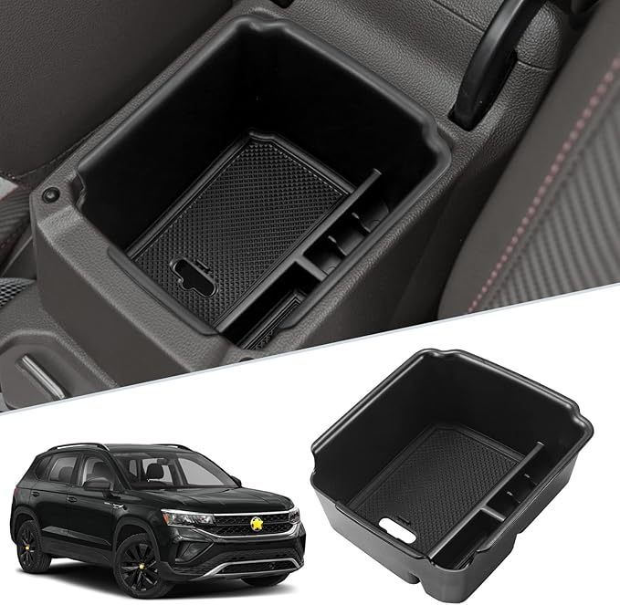 SKTU for 2022 2023 2024 Volkswagen Taos Center Console Organizer 2022 2023 2024 Taos Accessories Insert ABS Black Materials Tray Armrest Secondary Storage Box