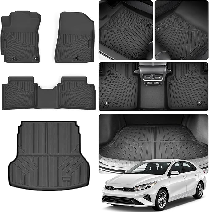 Cartist Floor mats & Cargo Liner Fit for 2019-2024 Kia Forte丨S | EX | FE | LX | LXS | GT | GT-Line丨All Weather Floor Liner for Forte Accessories, Heavy Duty TPE Waterproof