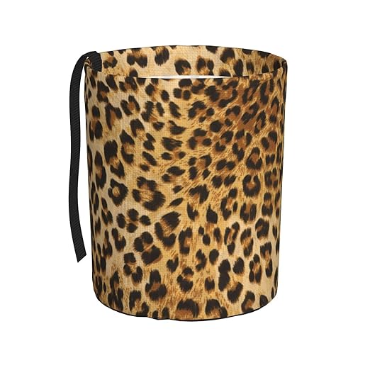 KXWQTRDD Car Garbage Bag Brown Leopard Mini Car Trash Bin Portable Collapsible Waterproof Rubbish Bag for Car Accessories Back Front Seat Cup Holder