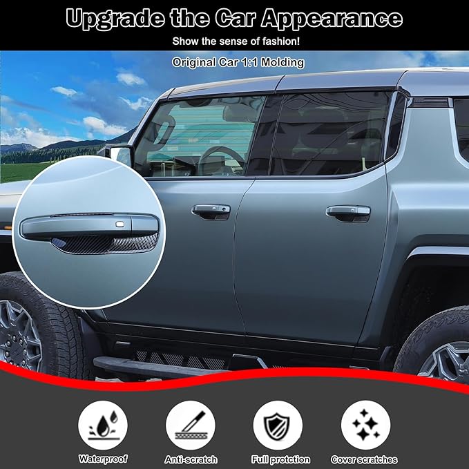 Suetlcoity Car Door Bowl Scratch Protector for Hummer EV Accessories Exterior Door Handle Bowl Cover Protection Trim for Hummer EV SUV Truck 2022-2024 2025 4 Doors, ABS Plastic (Carbon Fiber Style)