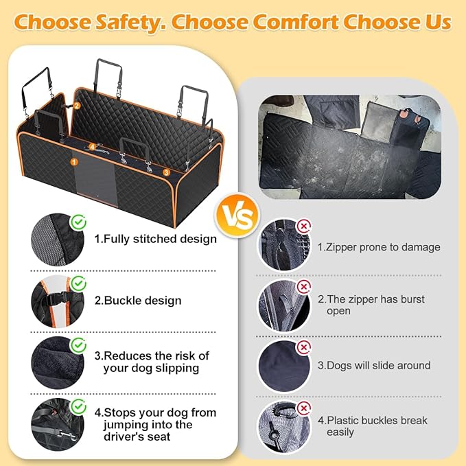 SIVEIS XL Dog Car Seat Extender for Full Size Truck with Hard Bottom, Waterproof Dog Car Seat Cover for Back Seat, Pet Seat Cover with Blanket Cushion for Crew Cab F150, Tundra, RAM 1500, Silverado