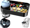 Car Seat Snack Tray for Kids, Square Car Seat Cup Holder Snack Tray with Adjustable Base, Durable CarSeat Tray for Toddlers, Universal Fit for Tesla, Safety Seats, Car Center Consoles (Black)