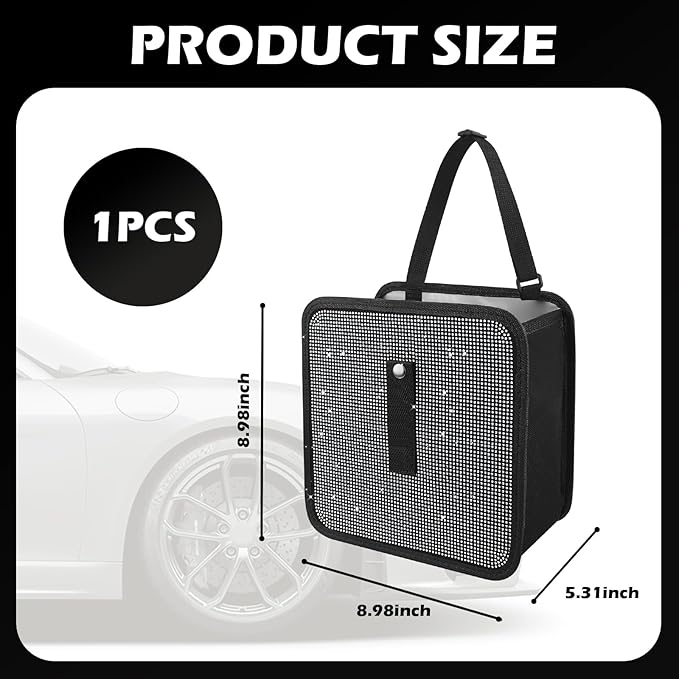Bling Car Trash Can with Rhinestone,Foldable Car Garbage Can for In-Vehicle Waste Disposal,Multipurpose Hanging Back Seat Organizer & Decorations Fit for Most Cars Trucks