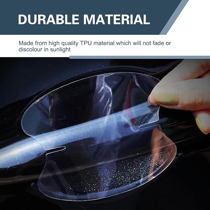 8PCS Car Door Handle Scratch Protector, Impact-Resistant & Anti-Aging TPU Door Handle Film, Self-Adhesive Waterproof Body Protective Film, Universal for Most Vehicles (Transparent)