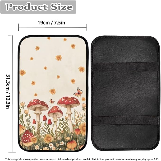 Cute Mushroom Arm Rest Cover Car Protector Car Armrest Cushion Vehicle Armrest Cover Accessories Protect from Pet Claws Auto Center Cover Universal Fit