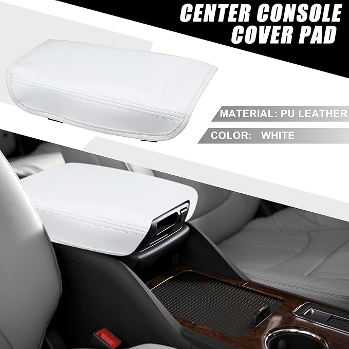 Car Center Console Pad Waterproof Armrest Seat Box Cover White for Hyundai Tucson 2022 2023