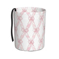 Pink Ribbon Bow Car Trash Can Leak-Proof Waterproof Hanging Trash Bin Collapsible Garbage Can for Car Accessories Travelling Camping