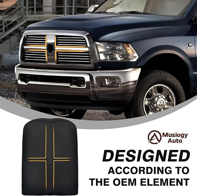 Muslogy Center Console Armrest Cover Compatible with Dodge Ram1500/2500/3500 2002-2012 Comfort Armrest Pad Arm Rest Cushion Vegan Leather Protector 1-Inch Extra Thick(Jump Seat ONLY)