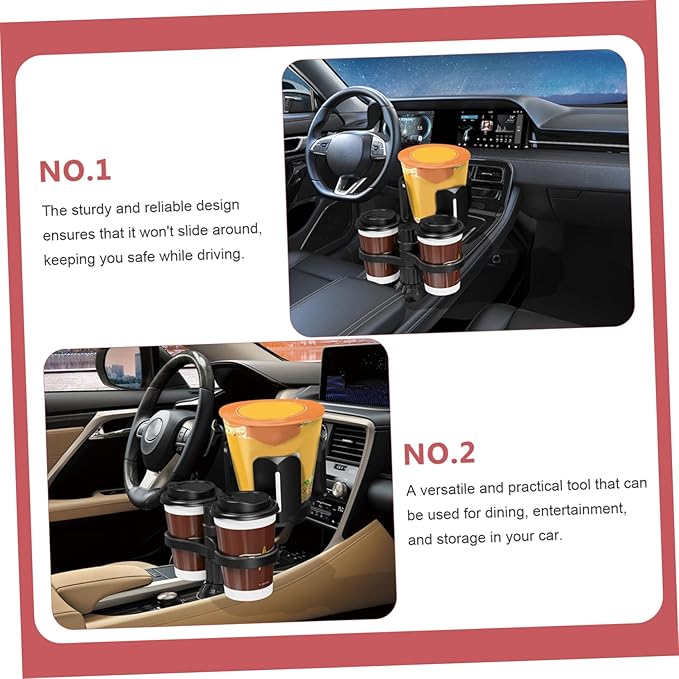 Amosfun Adjustable Car Cup Holder Expander Large Capacity Non Slip Storage Box for Drinks Phones Snacks Versatile Portable Tray Suitable for Multiple Car Models