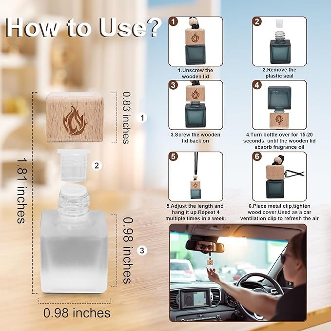 Car Air Freshener Hanging 2 Pack, Black Cedar and Juniper Essential Oil Air Diffuser, Long Lasting Car Scent Fragrance, Car Accessories for Women Men