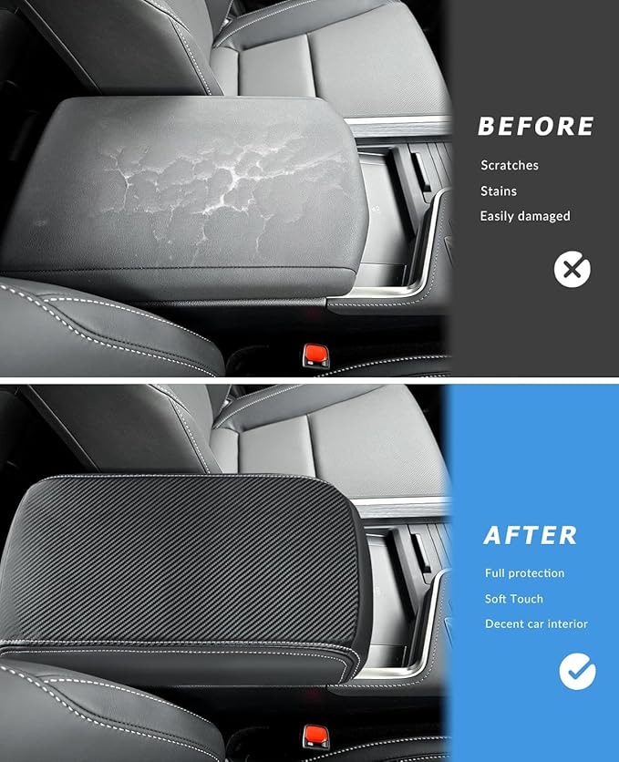 INTGET Center Console Cover for 2024 2025 2026 Lexus GX 550 Accessories Carbon Fiber Middle Arm Rest Cover for Lexus GX550 Accessories 2024 2025 2026 (Carbon Fiber with Thin Pad)