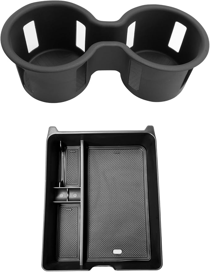 Ruiya 2026 Passport Console Organizer,for 2026 Honda Passport Accessories Cup Holder & Armrest Console Organizer Compatible with 2026 Honda Passport RTL/TrailSport/TrailSport Elite(2 Packs)