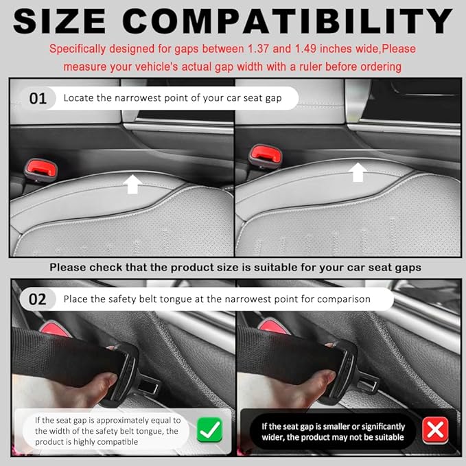 3 in 1 Car Seat Gap Filler 2 Pack,2026 Upgraded Car Side Seat Gap Filler with Organizer Slot & Hook,Universal in Between Cars Seats Catcher Cars Accessories to Avoid Item Drop
