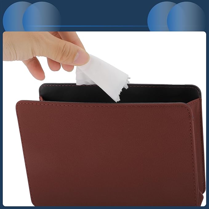Car Trash Can Car Door Back Seats 7.9" Length 2.8" Width 5.5" Height Auto Trash Bin Faux Leather Wine Red Hanging