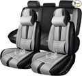 Premium Universal Car Seat Cover, Comfortable Leather Seat Cover for 96% of Models, Waterproof Car Seats Protectors Cushions for 5 Seats(Black+Grey,Pillows)