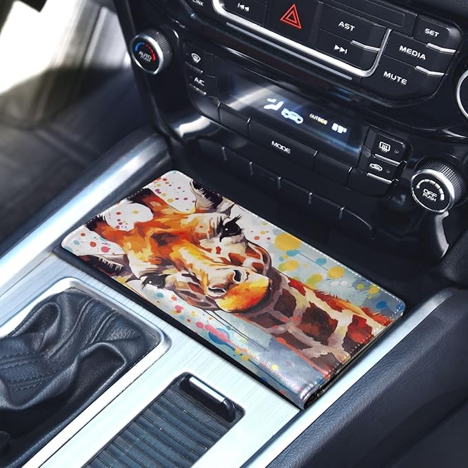 Cute Giraffe Animal Car Registration and Insurance Holder Vehicle Glove Box Organizer Car Accessories Wallet Case for Women Men 202a0580