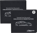Andalus Auto Registration & Insurance Card Holder Pack of 2, Waterproof Essential Car Registration Holder with Hook & Loop Closure, Perfect for Every Vehicles Glove Boxes (Black - 5 1/8" x 4 5/8")