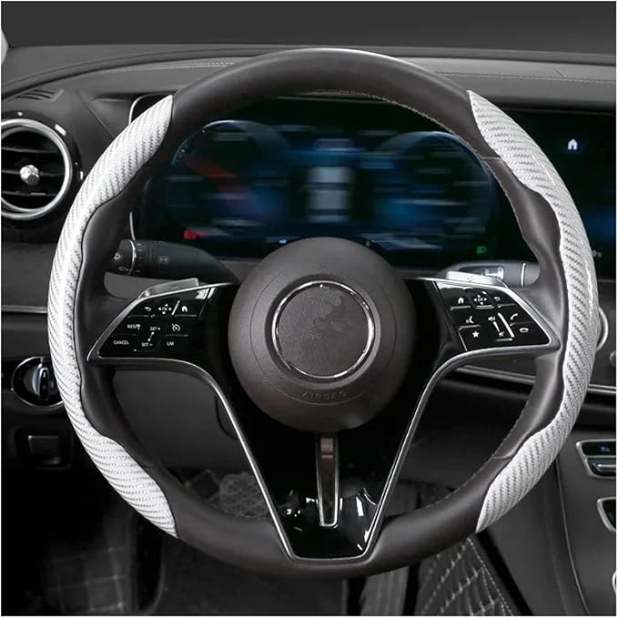 1/2PCS Laser Perforated Steering Wheel Cover, Microfiber Leather and Silicone Non-Slip Grip(2pcs red)