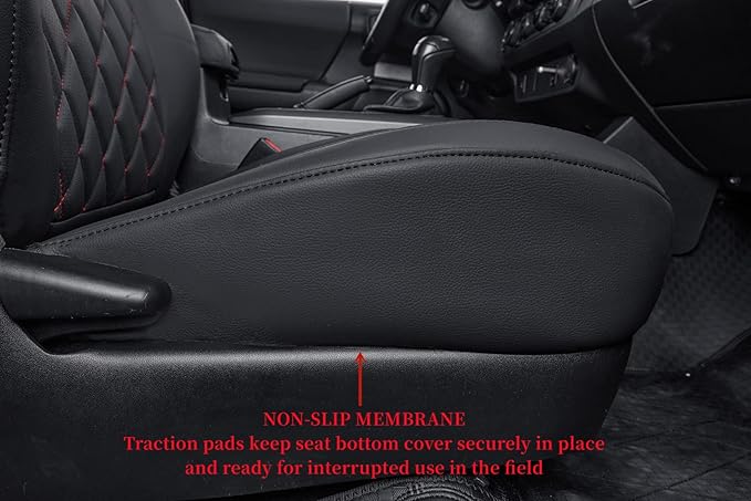 coverdream Tacoma Seat Covers Custom Fit for 2005-2011 Toyota Tacoma Double Cab/Crew Cab(TRD Sport Seats),Fully Covered Faux Leather Seat Protector-Full Set(Black & Diamond)