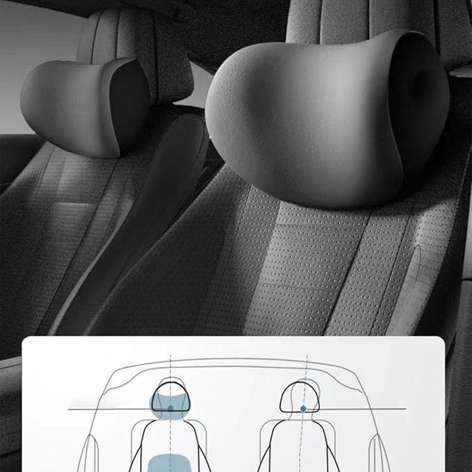 Ergonomic Car Seat Headrest & Lumbar Cushion, Ergonomic Car Seat Headrest Neck Rest Cushion Lumbar Support Pillow (Black)