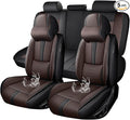 Premium Universal Car Seat Cover, Comfortable Leather Seat Cover for 96% of Models, Waterproof Car Seats Protectors Cushions for 5 Seats(Black+Coffee,Pillows)