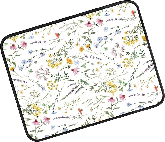 Car Center Console Cover, Universal Soft Large Neoprene Auto Armrest Seat Box Cover, Funny Car Decor Accessories Fit for Most Cars, Vehicles, SUVs Cute Beautiful Wildflowers