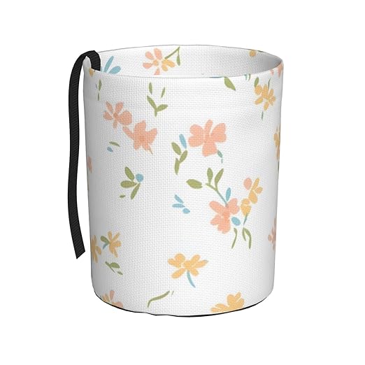 Kaifanee Car Trash Can Hanging, Yellow and Pink Floral Fragments Waterproof Auto Garbage Bin Universal Vehicle Waste Container, 3.5L Capacity