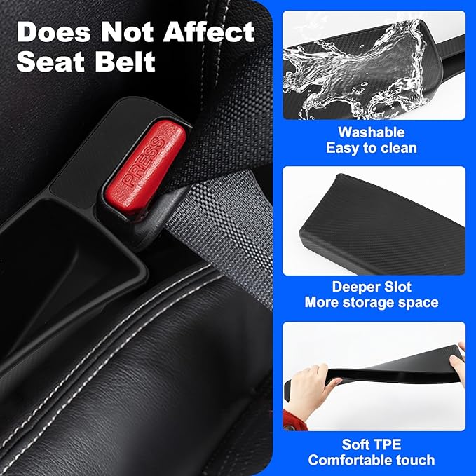 Car Seat Gap Filler, 2 Pack Car Seat Gap Organizer, Car Seat Accessories Prevent Items from Falling, Auto Console Side Storage Box for Holding Phone, Glasses, Universal Fit Car SUV Truck (Black)